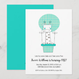 Convite Boy Giraffe First Festa de aniversário