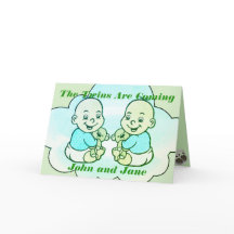 Boy & Girl Twins Are Coming Baby Shower Card