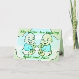 Convite Boy & Girl Twins Are Coming Baby Shower Card