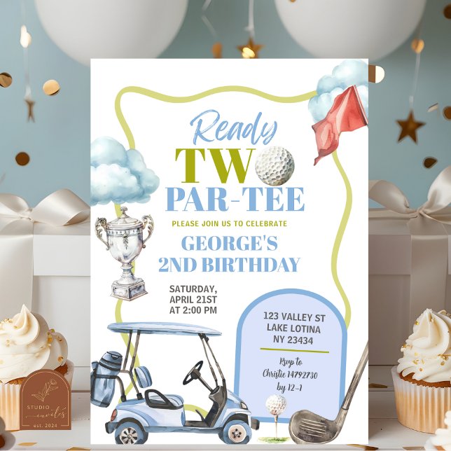 Convite Boy Golf Ready Two Par-Tee 2nd Birthday  (Criador carregado)