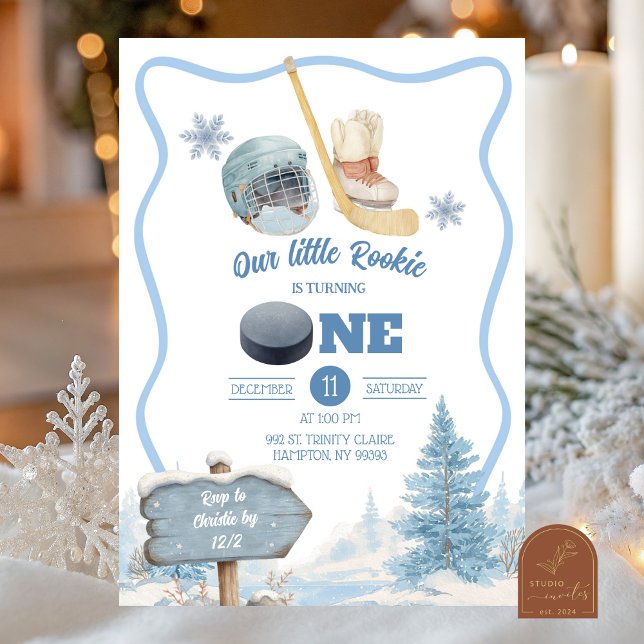 Convite Boy Hockey Birthday Invitation (Criador carregado)