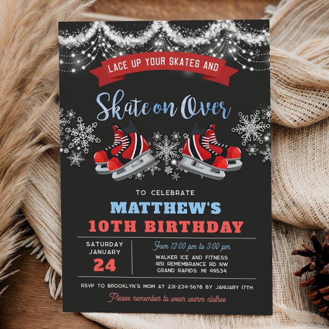 Convite Boy Ice Skating Birthday Invitation (Boy Ice Skating Birthday Invitation)