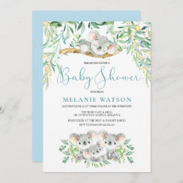 Convite Boy Koala Bush Bebês Bebês Chamas de Chuveiro