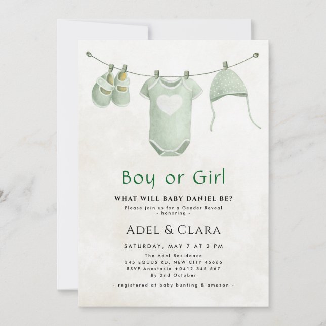 Convite Boy or Girl Gender Reveal Invitation (Frente)