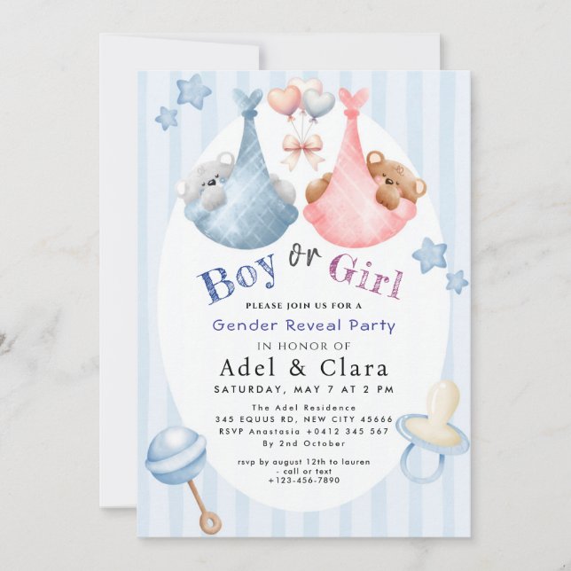 Convite Boy or Girl Gender Reveal Invitation (Frente)