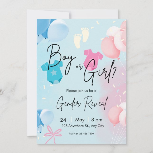 Convite Boy or Girl Pastel Gender Reveal Invitation (Frente)