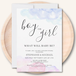 Convite Boy Or Girl Pink And Blue Gender Reveal