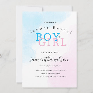 Convite boy or girl pink blue gender reveal invitation