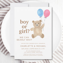 Convite Boy Or Girl Teddy Bear Balloons Gender Reveal