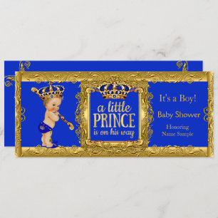 Convite Boy Prince no caminho Royal Blue Dourado Blone Boy
