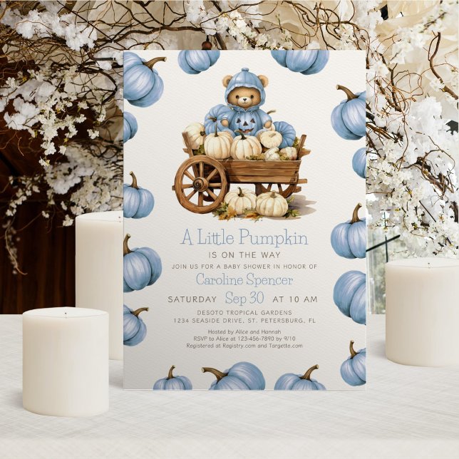 Convite Boy Pumpkin Harvest Autumn Chá de fraldas (Criador carregado)