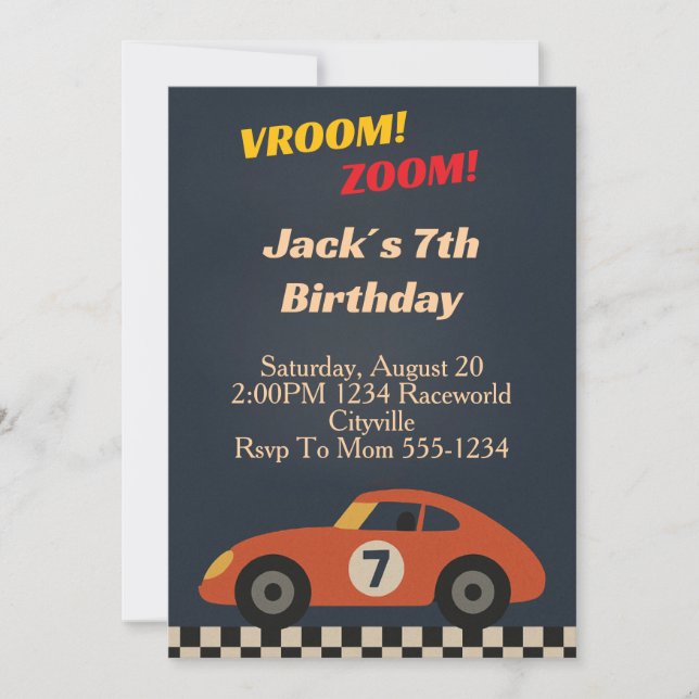 Convite Boy Racing Birthday (Frente)