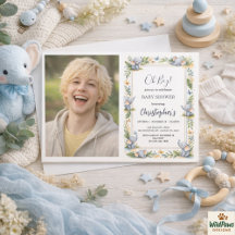 Boy’s Elephant Watercolor Baby Shower –Blue Safari