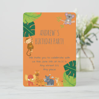 Convite Boy Safari Birthday Invitation
