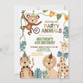 Convite Boy Safari Birthday party animals invitation
