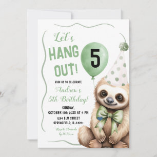 Convite Boy Sloth Green - Aniversário desenhado