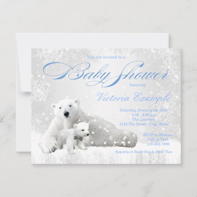 Convite Boy Snowflake Winter Bear Shower (Frente)
