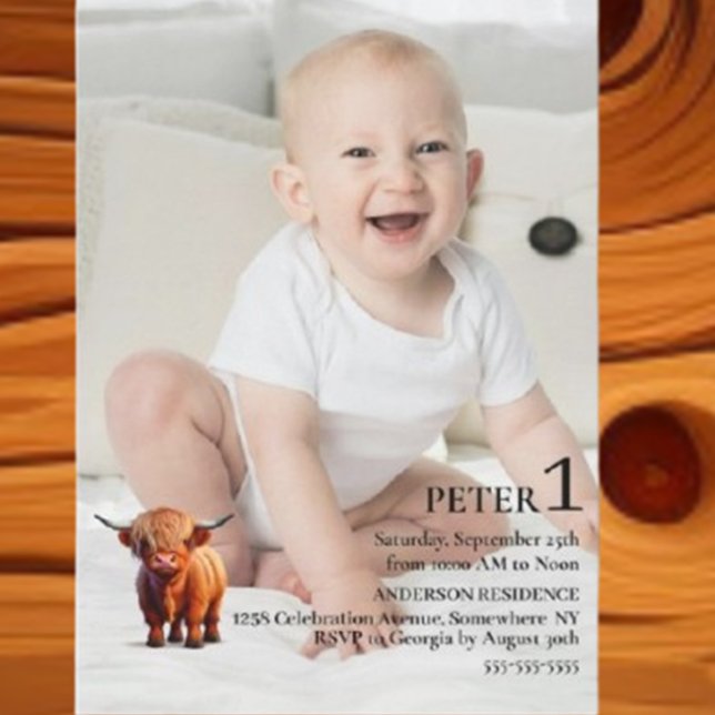 Convite Boy Special 1st Birthday Celebration (Celebrate your little one's milestone with our adorable Boy Cow 1st Birthday Invitation)