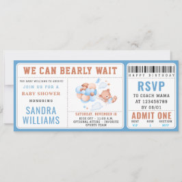 Convite Boy Teddy Bear “We Can Bearly Wait” Baby Shower