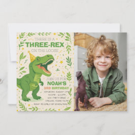 Convite Boy Three-Rex Dinosaur Birthday Photo