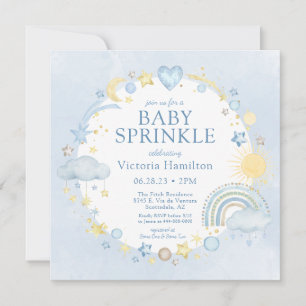 Convite Boy Watercolor Rainbow Baby Sprinkle