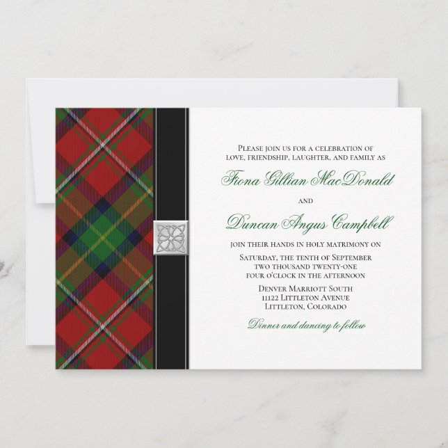Convite Boyd Tartan Scottish Celtic Weditation (Frente)