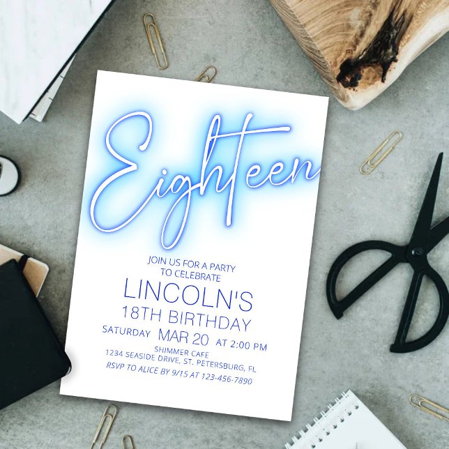 Convite Boys 18th Neon Piscina Birthday (Criador carregado)