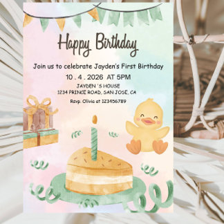 Convite Boys 1st Birthday-Cute Modern Blue First Birthday