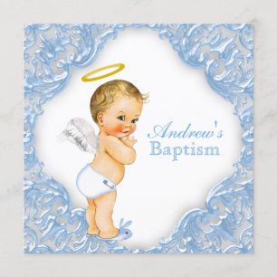 Convite Boys Angel Baptism Christening