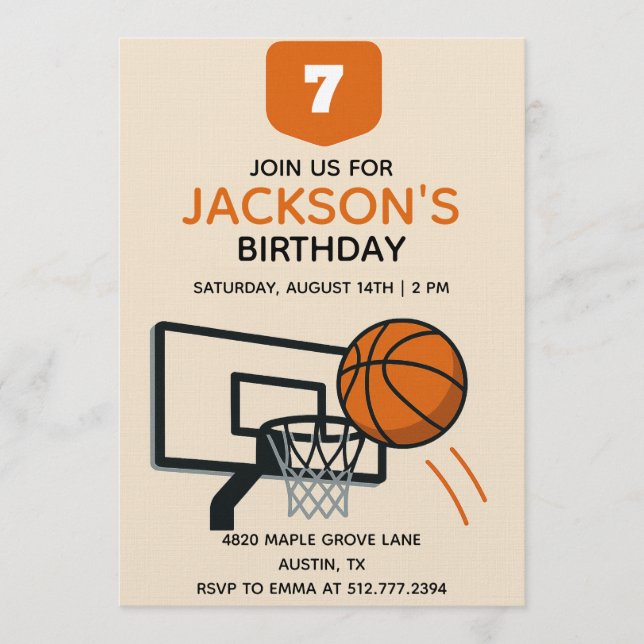 Convite Boys Basketball Birthday • Editable Sports Party (Frente)