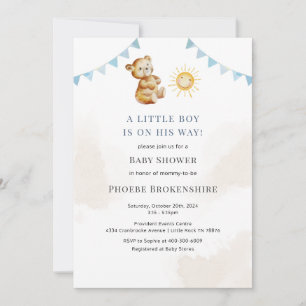 Convite Boys Bear e Sunshine Watercolor Chá de fraldas