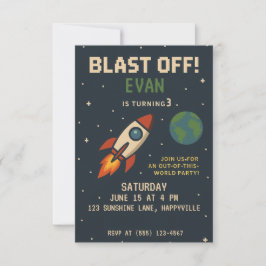 Convite Boys Birthday - navio espacial externo