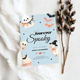Convite Boys Blue Halloween Fourever Spooky 4th Birthday