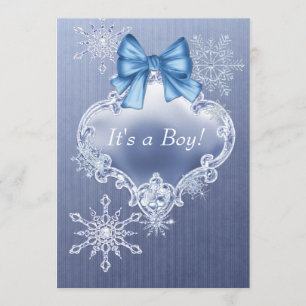 Convite Boys Blue Snowflake Winter Wonderland Chá de frald