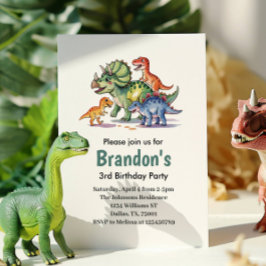 Convite Boys Cute Dinossaur Aniversário