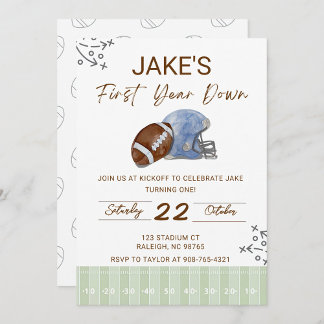Convite Boy's First Birthday, First Down Birthday Invite,