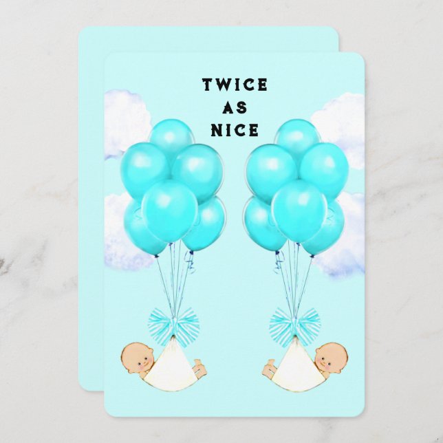 Convite Boys Gêmeos Chamadas de Bebê (Frente/Verso)