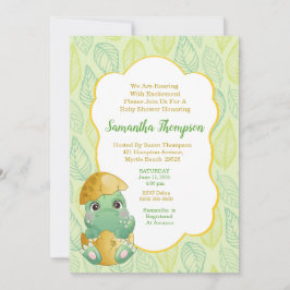 Convite Boys Green Dinosaur Egg Baby Shower Invitation