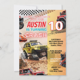 Convite Boys Monster Truck A Qualquer Idade Aniversário