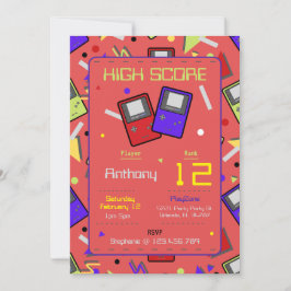Convite Boys Red Retro Gaming Birthday