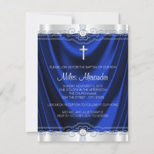 Convite Boys Royal Blue Baptism Christening