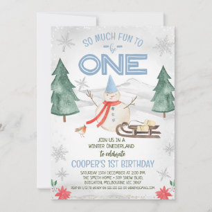 Convite Boys Snowman Winter Onederland Birthday