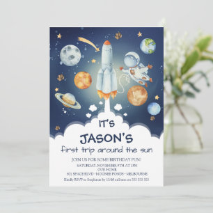 Convite Boys Space Primeiro Trip Em Torno Do Sol Aniversár