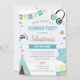 Convite Boys Teepee Sleepover Invitation - Slumber Party