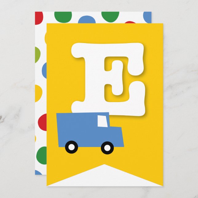 Convite Boys Toys Kid's Festa de aniversário Banner de Bun (Frente/Verso)