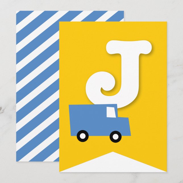 Convite Boys Toys Kid's Festa de aniversário Banner de Bun (Frente/Verso)