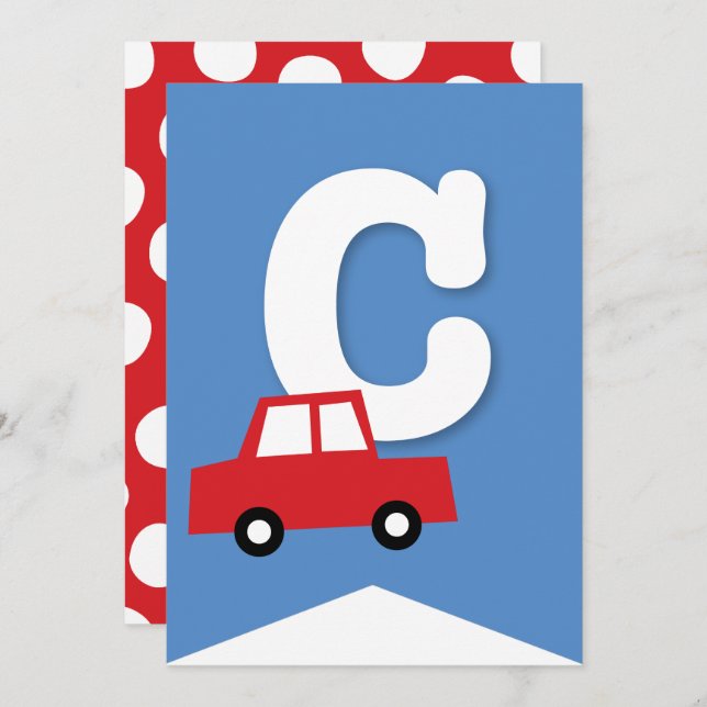 Convite Boys Toys Kid's Festa de aniversário Banner de Bun (Frente/Verso)