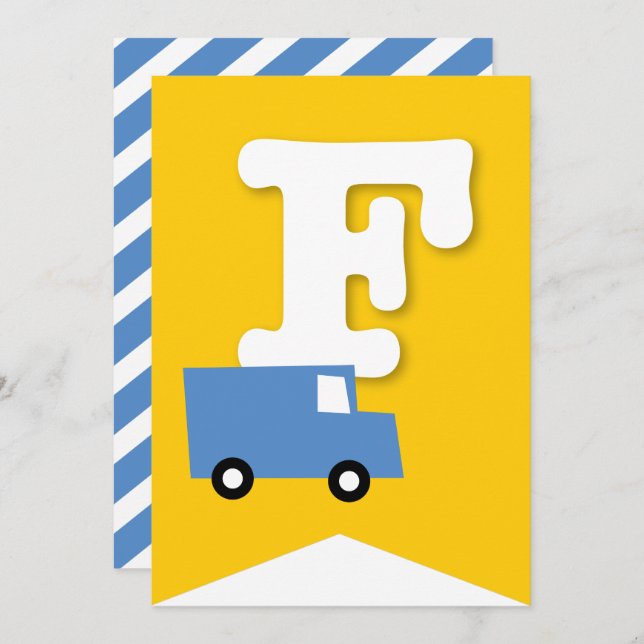 Convite Boys Toys Kid's Festa de aniversário Banner de Bun (Frente/Verso)