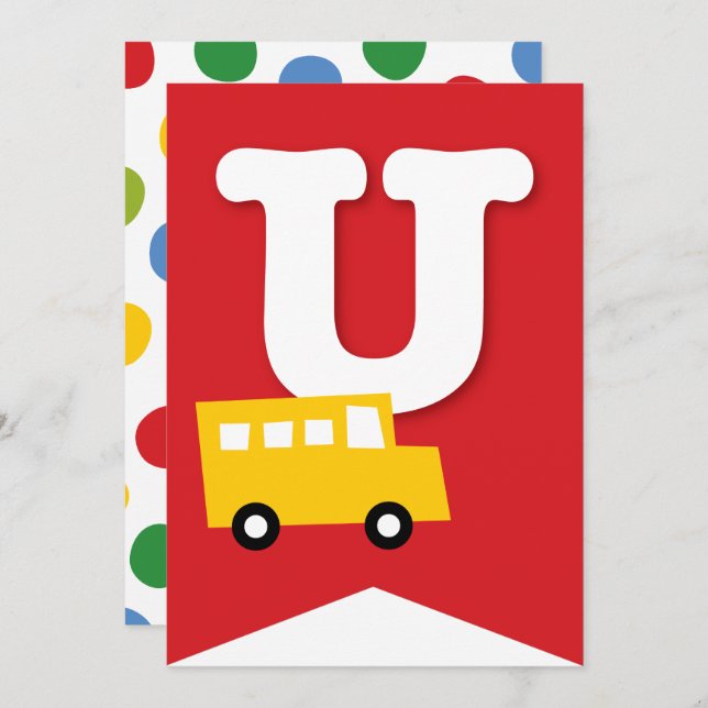 Convite Boys Toys Kid's Festa de aniversário Banner de Bun (Frente/Verso)