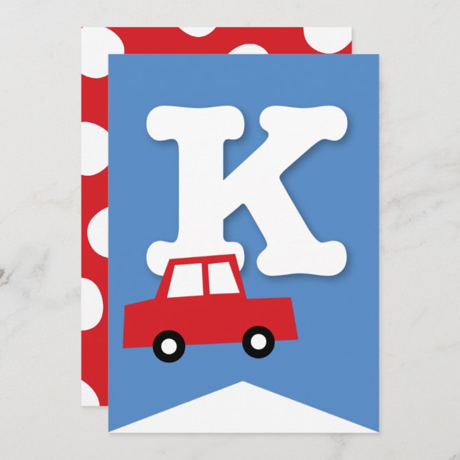 Convite Boys Toys Kid's Festa de aniversário Banner de Bun (Frente/Verso)